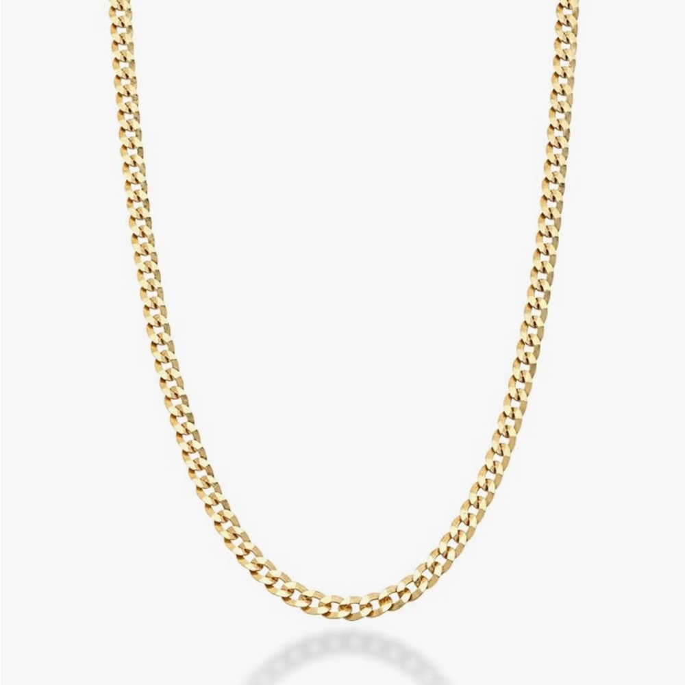 Italian Pure 18K Gold -Solid 925 Sterling Silver 2.3mm Curb Cuban Chain Necklace